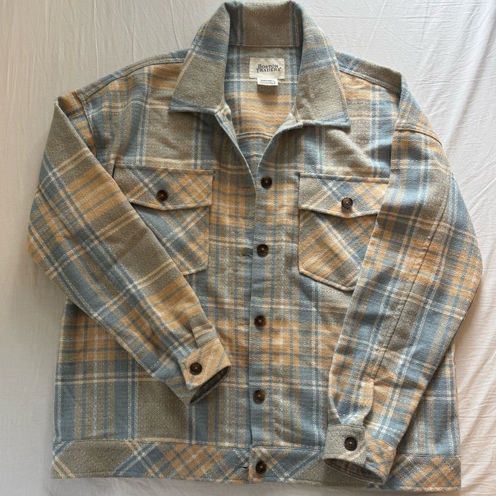 Boston Traders Blue and Tan Plaid Shirt
